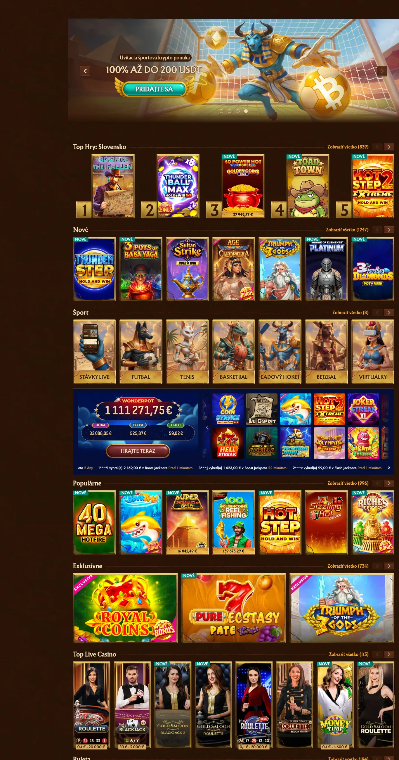 Schermafdruk van de site van AmunRa Casino