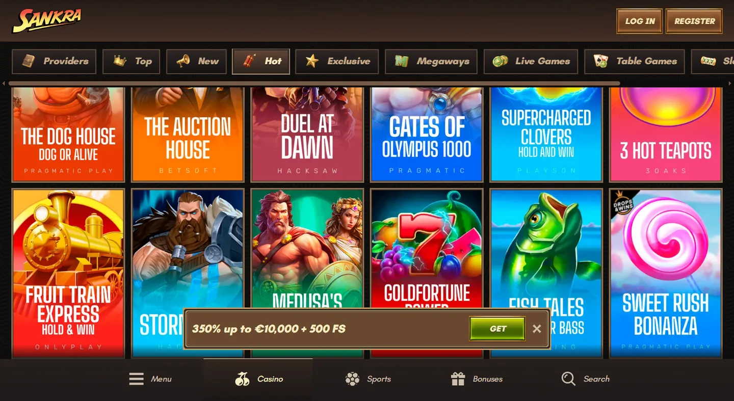 Sankra spellobby met categorieën